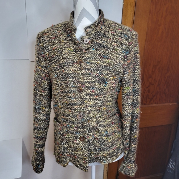 Womens Cynthia Max Cropped Tweed nubby button front blazer size Large - Picture 1 of 10
